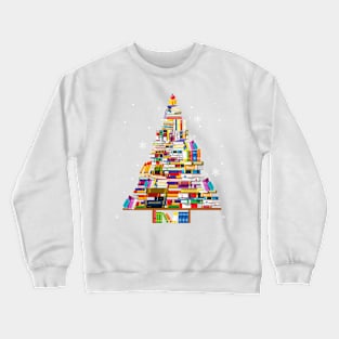 Merry Christmas Books Tree for library Crewneck Sweatshirt